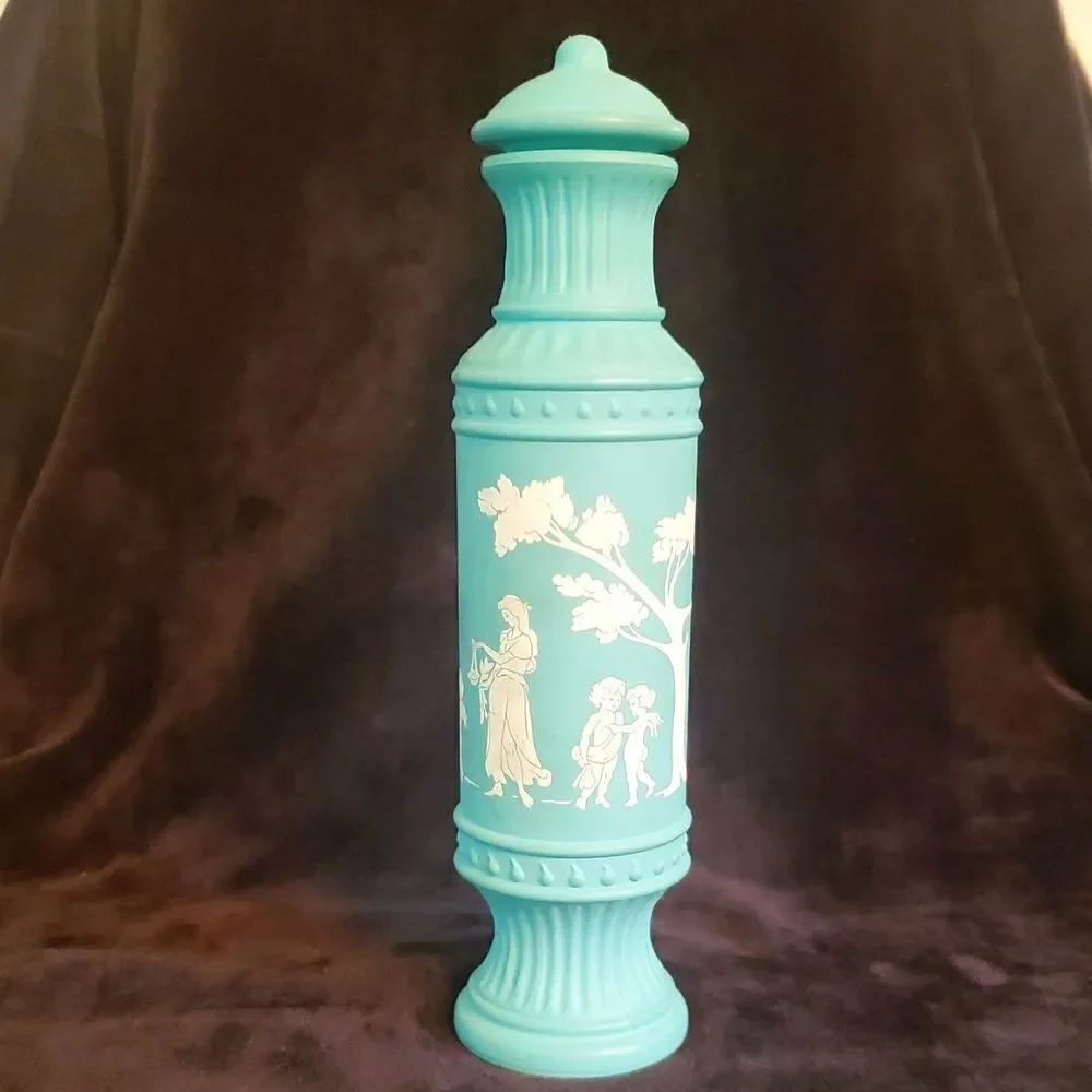 Vintage Avon Imitation Wedgwood Jasperware Greek Goddess Bottle Decanter 1970s